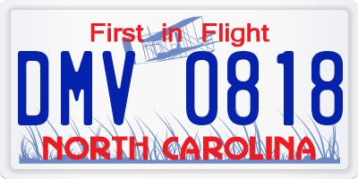 NC license plate DMV0818