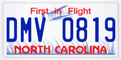 NC license plate DMV0819