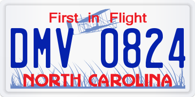 NC license plate DMV0824