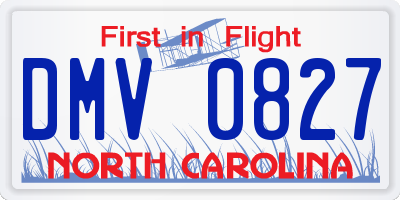 NC license plate DMV0827