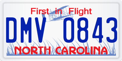 NC license plate DMV0843