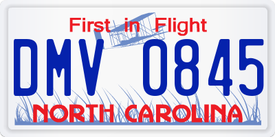 NC license plate DMV0845