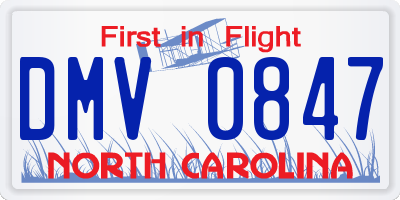 NC license plate DMV0847