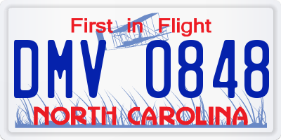 NC license plate DMV0848