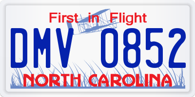 NC license plate DMV0852