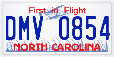 NC license plate DMV0854
