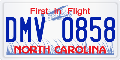 NC license plate DMV0858