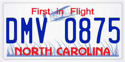 NC license plate DMV0875