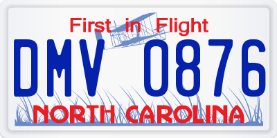 NC license plate DMV0876
