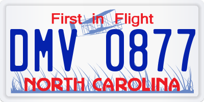 NC license plate DMV0877
