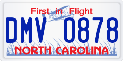 NC license plate DMV0878