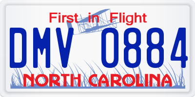 NC license plate DMV0884