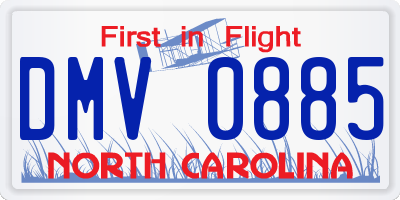 NC license plate DMV0885