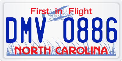 NC license plate DMV0886