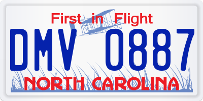 NC license plate DMV0887