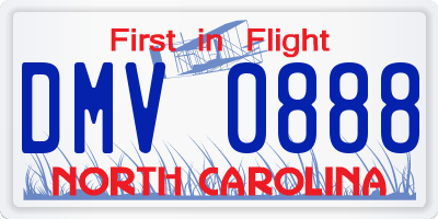 NC license plate DMV0888