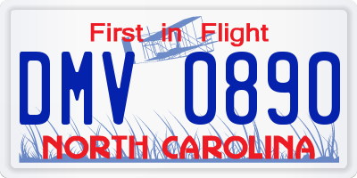 NC license plate DMV0890