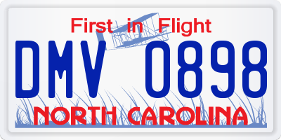 NC license plate DMV0898