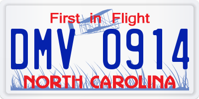 NC license plate DMV0914