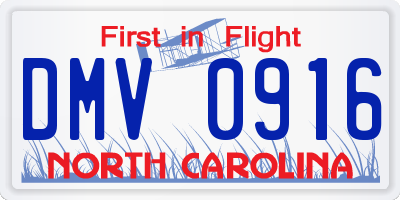 NC license plate DMV0916