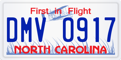 NC license plate DMV0917