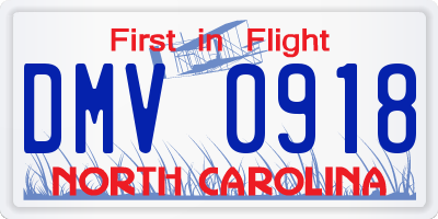 NC license plate DMV0918