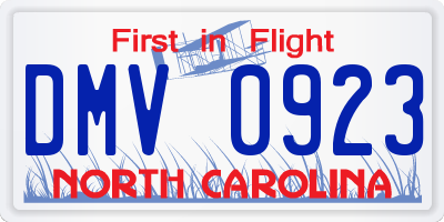 NC license plate DMV0923