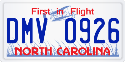 NC license plate DMV0926