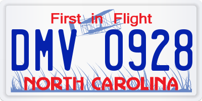 NC license plate DMV0928