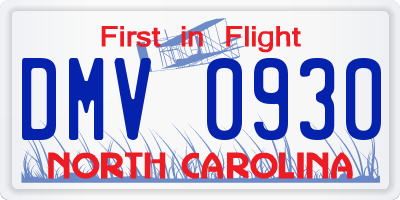 NC license plate DMV0930