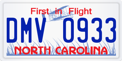 NC license plate DMV0933