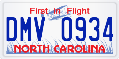 NC license plate DMV0934