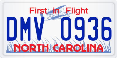 NC license plate DMV0936