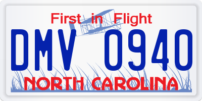 NC license plate DMV0940