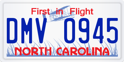 NC license plate DMV0945