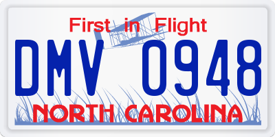 NC license plate DMV0948