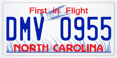 NC license plate DMV0955