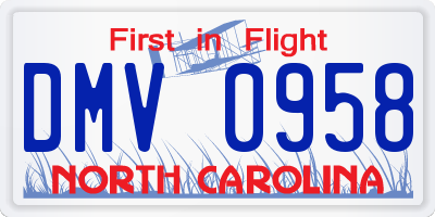 NC license plate DMV0958