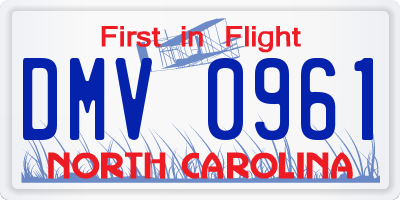 NC license plate DMV0961