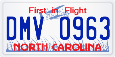 NC license plate DMV0963