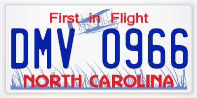 NC license plate DMV0966