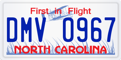 NC license plate DMV0967