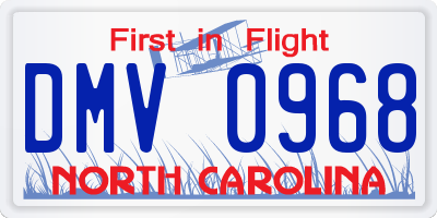 NC license plate DMV0968