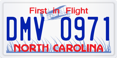 NC license plate DMV0971