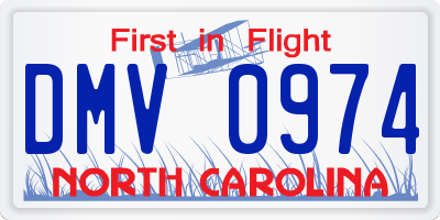NC license plate DMV0974