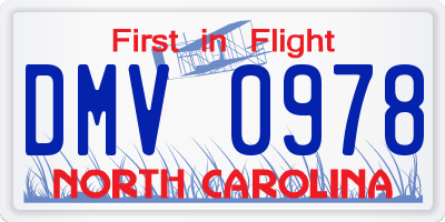NC license plate DMV0978
