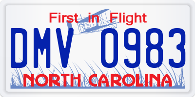 NC license plate DMV0983