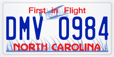 NC license plate DMV0984