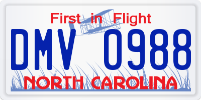NC license plate DMV0988