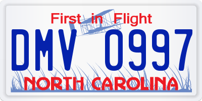 NC license plate DMV0997